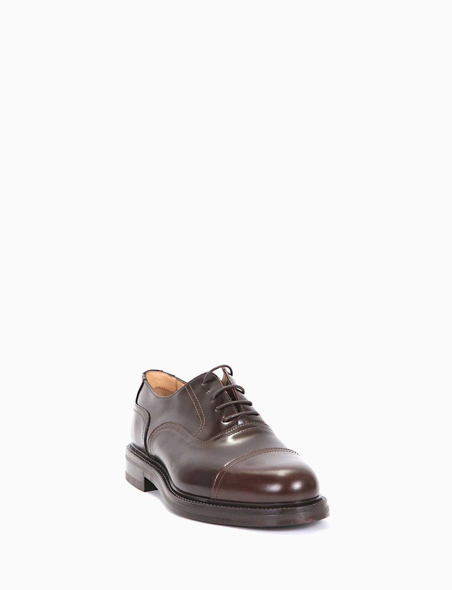 Hombre Barca | Zapatos Con Cordones Tacon 2 Cm Piel Marron Oscuro