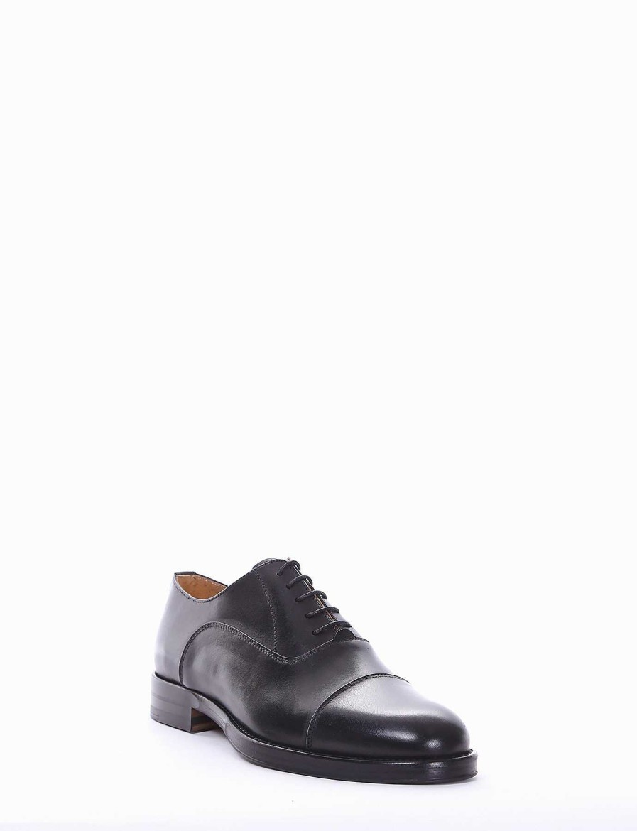 Hombre Barca | Zapatos Con Cordones Tacon 2 Cm Piel Negro