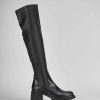 Mujer Barca | Botas De Tacon Tacon 6 Cm Cuero Negro