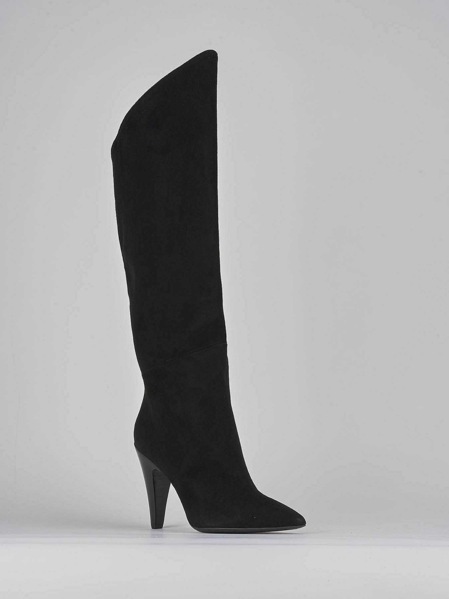 Mujer Barca | Botas De Tacon Alto Tacon 11 Cm Ante Negro