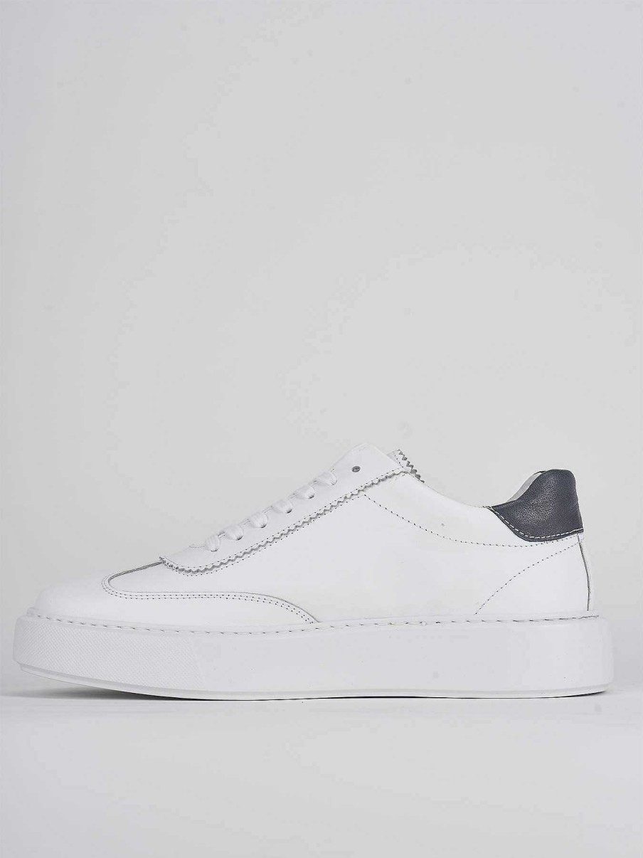 Hombre Barca | Zapatillas Tacon 1 Cm Piel Blanca.