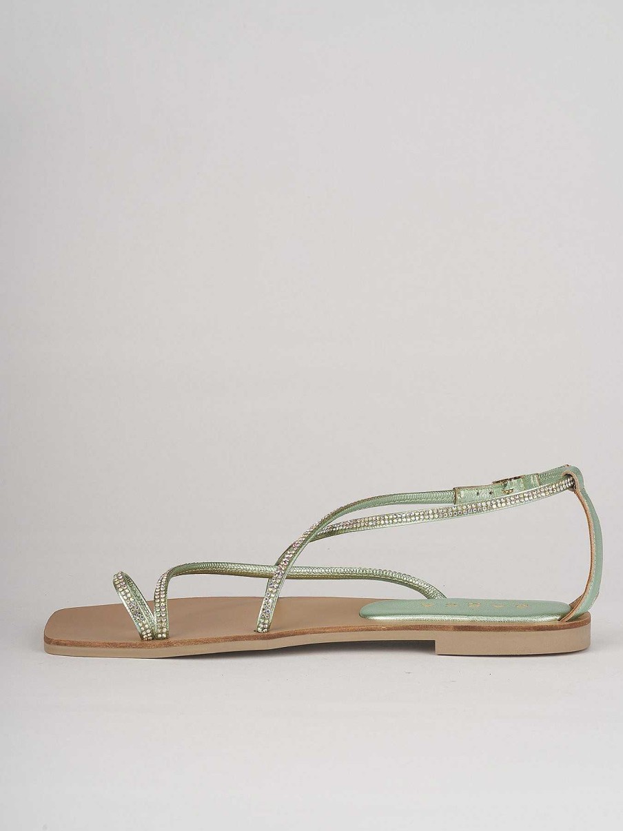 Mujer Barca | Sandalias Tacon Bajo Tacon 1 Cm Piel Verde