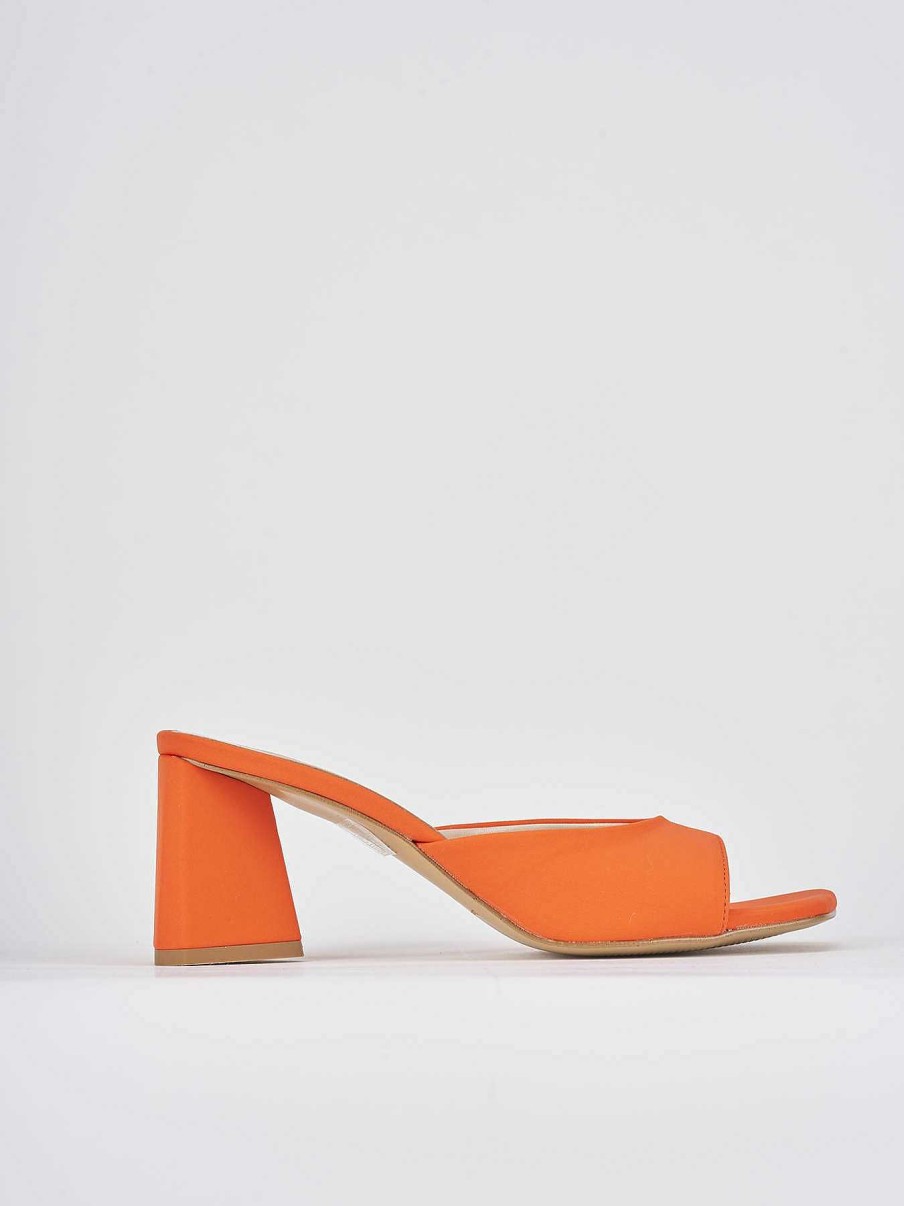 Mujer Barca | Ciabatta Tacco 7 Cm Arancio Licra