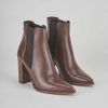 Mujer Barca | Botines Tacon Tacon 9 Cm Piel Marron