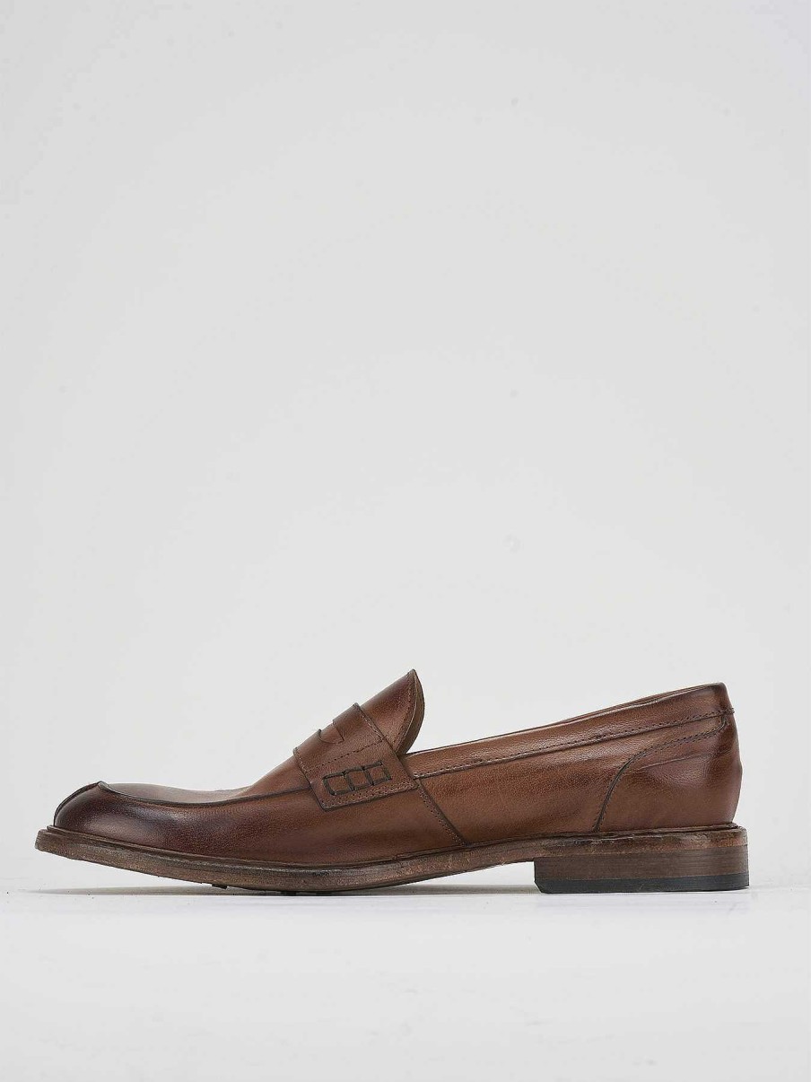 Hombre Barca | Mocasines Tacon 1 Cm Piel Marron