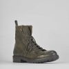 Hombre Barca | Botas Militares Tacon 1 Cm Piel Verde