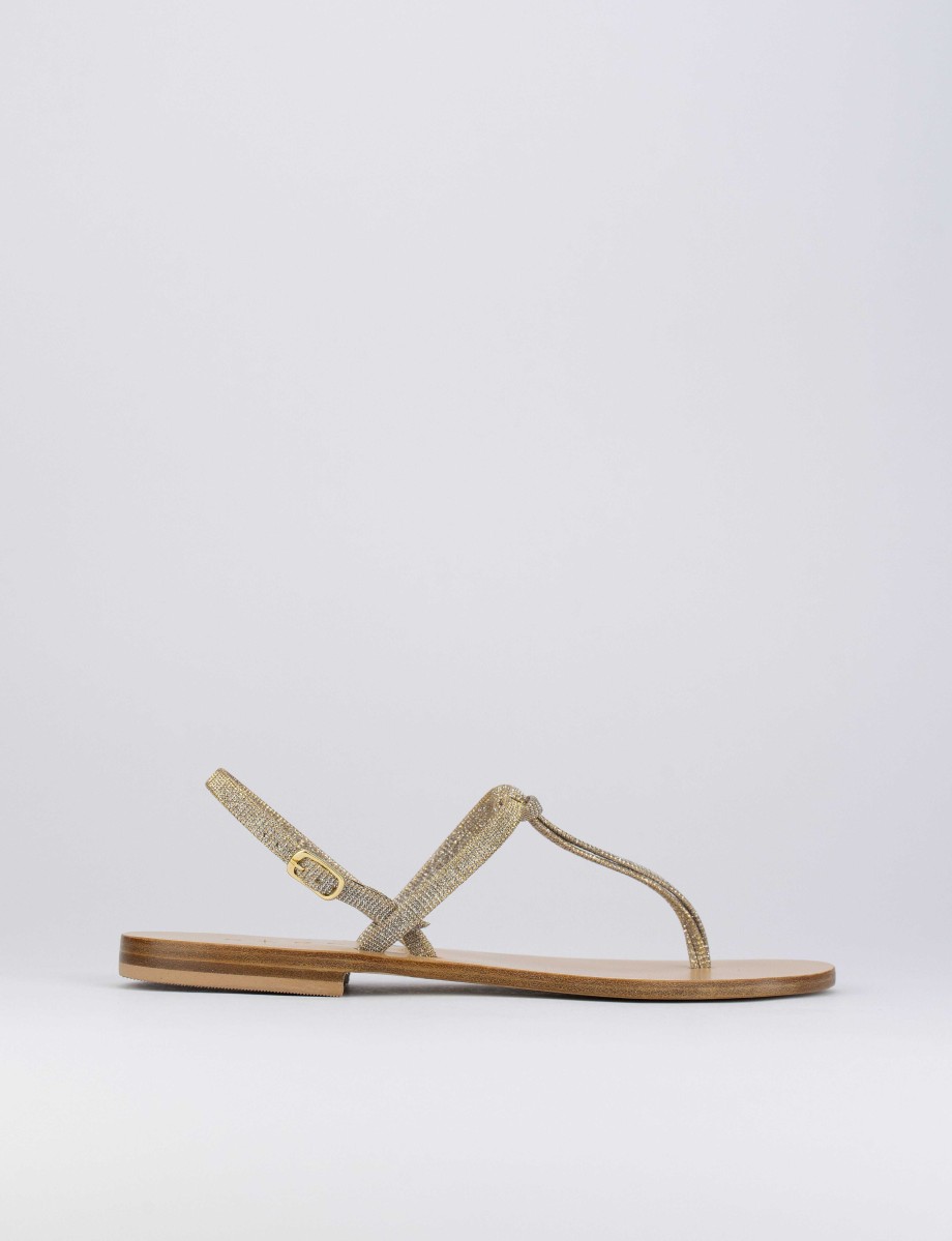 Mujer Barca | Chanclas Tacon 1 Cm Brillo Dorado