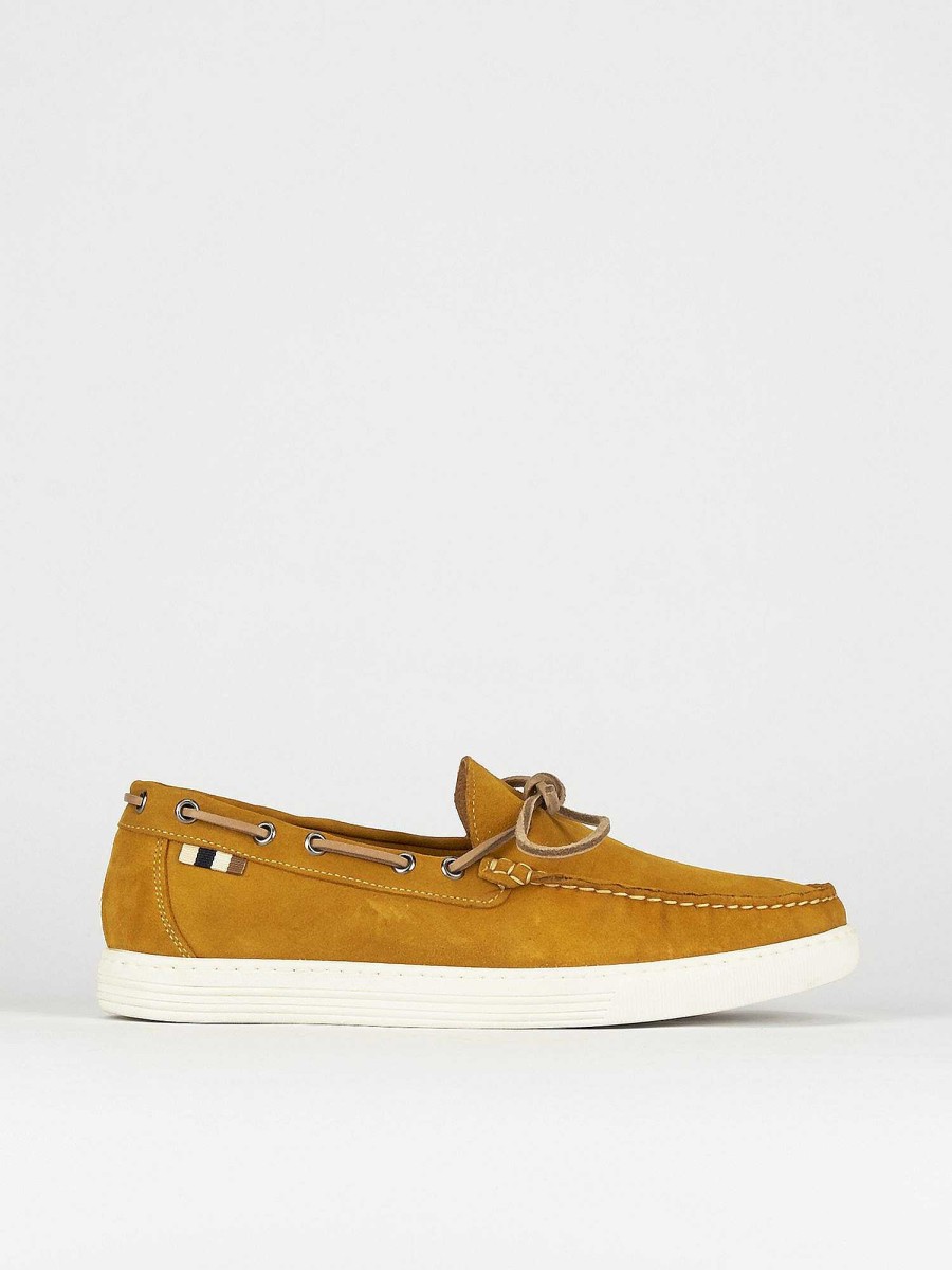 Hombre Barca | Mocasines Tacon 1 Cm Gamuza Amarillo