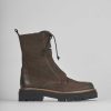 Mujer Barca | Botas Militares Tacon 2 Cm Gamuza Marron Oscuro