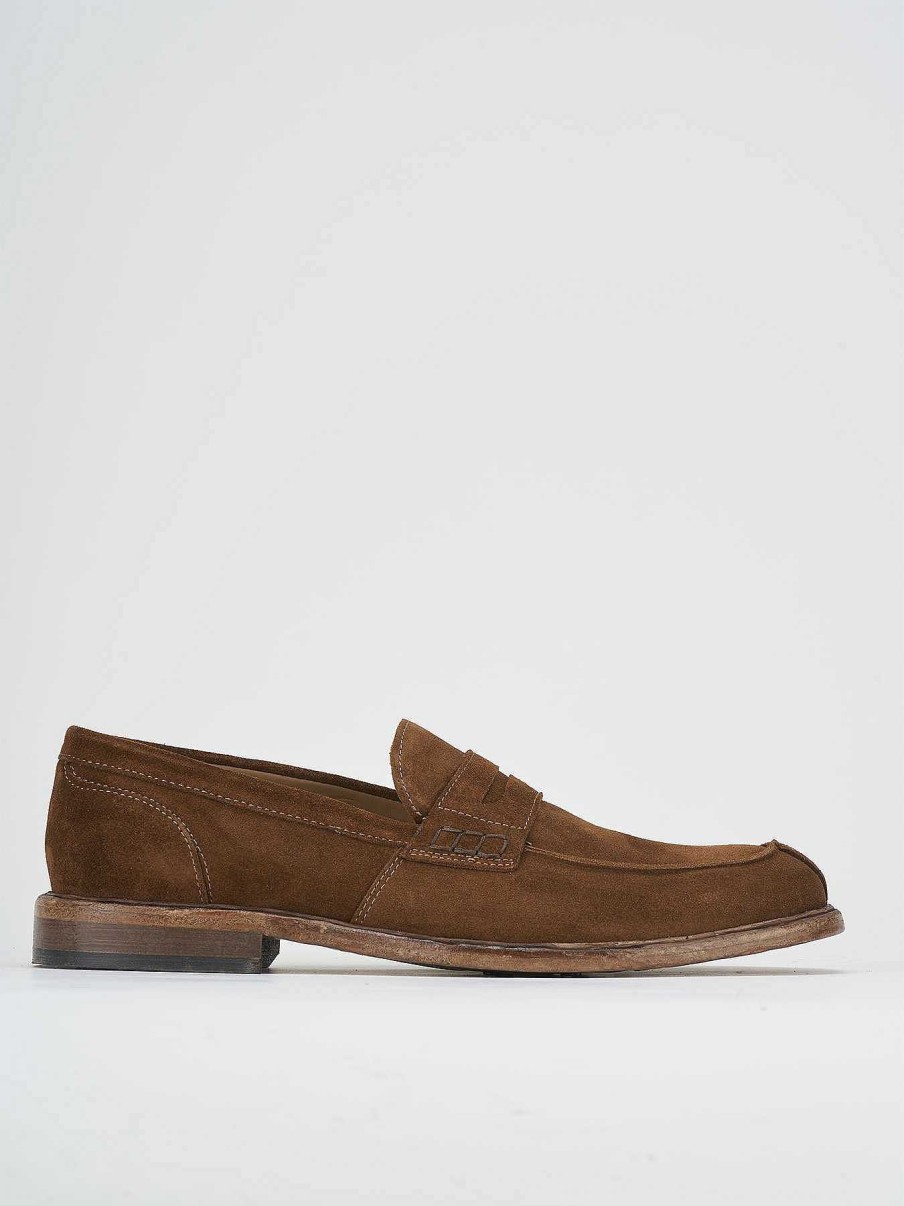 Hombre Barca | Mocasin Tacon 1 Cm Ante Marron.