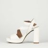 Mujer Barca | Sandalias Tacon Tacon 10 Cm Piel Blanca.