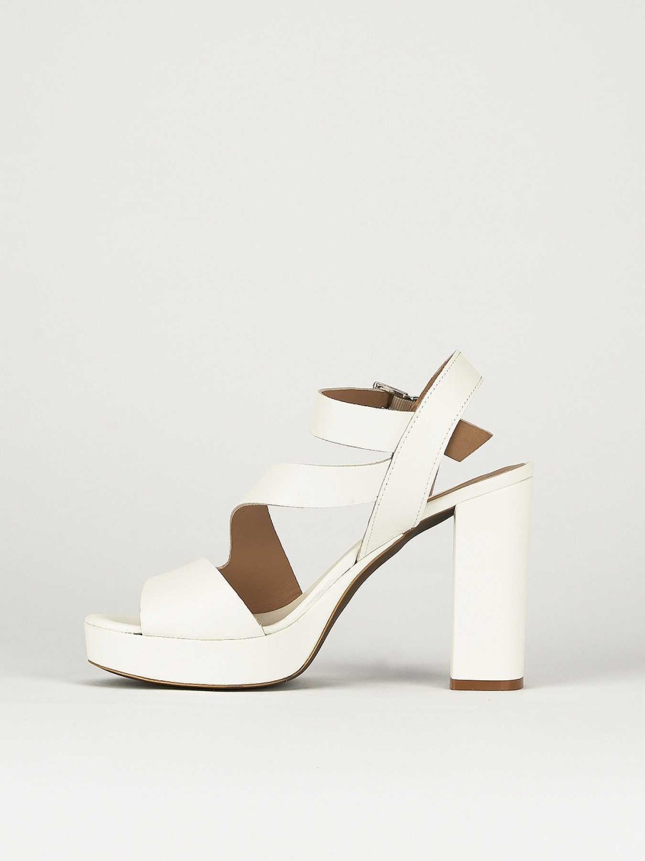 Mujer Barca | Sandalias Tacon Tacon 10 Cm Piel Blanca.