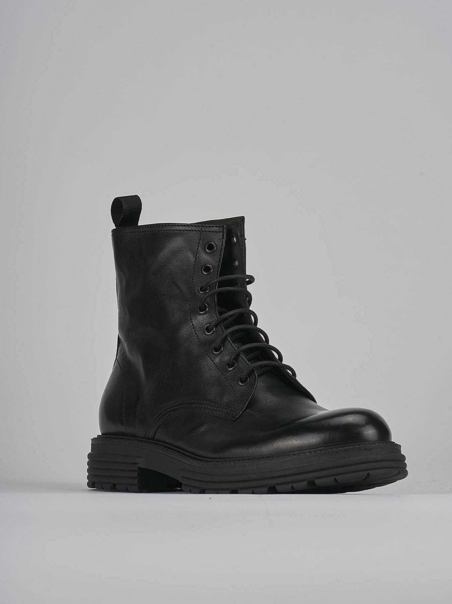 Hombre Barca | Botas Militares De Cuero Negro.