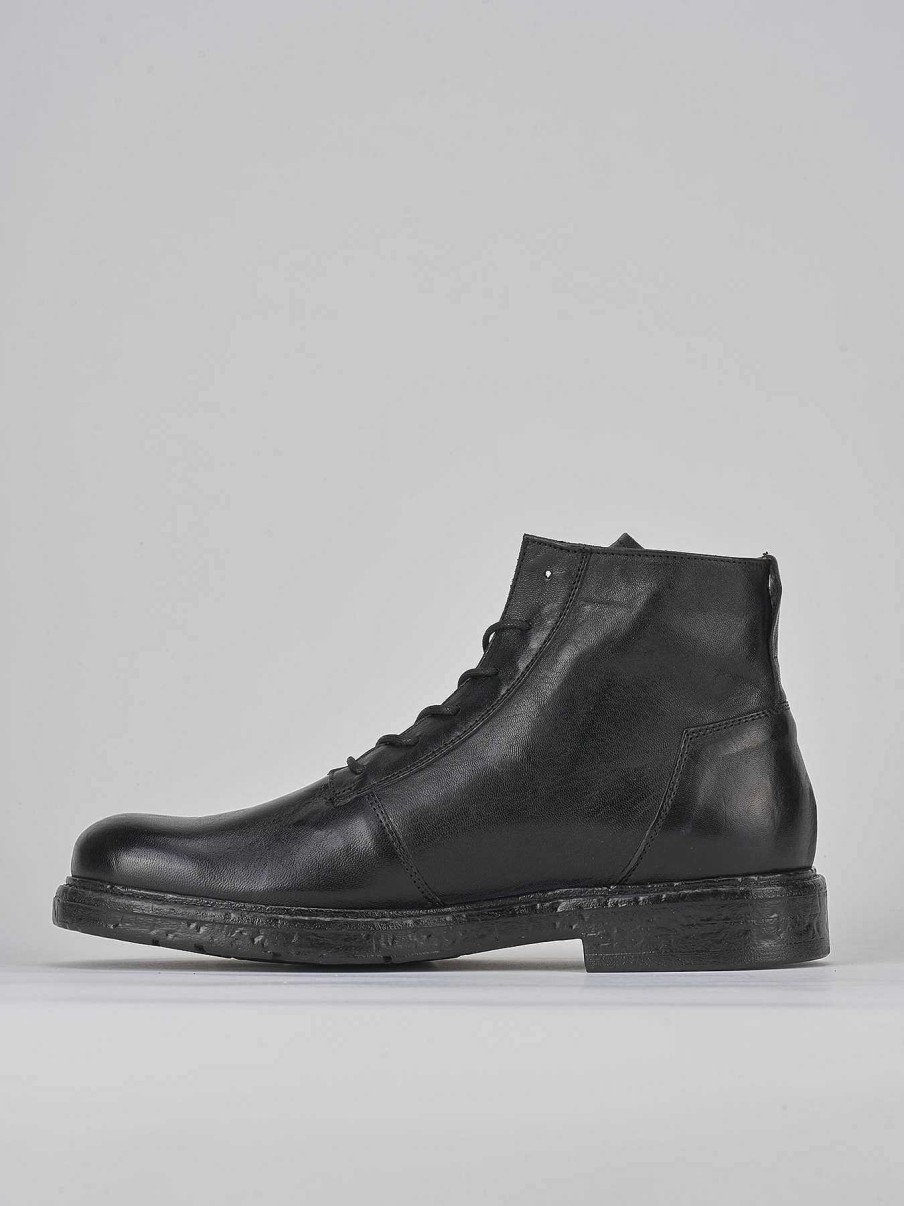 Hombre Barca | Botas Militares De Cuero Negro.