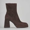 Mujer Barca | Botines Tacon Tacon 7 Cm Ante Marron Oscuro