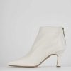 Mujer Barca | Botines Tacon Tacon 7 Cm Piel Blanca