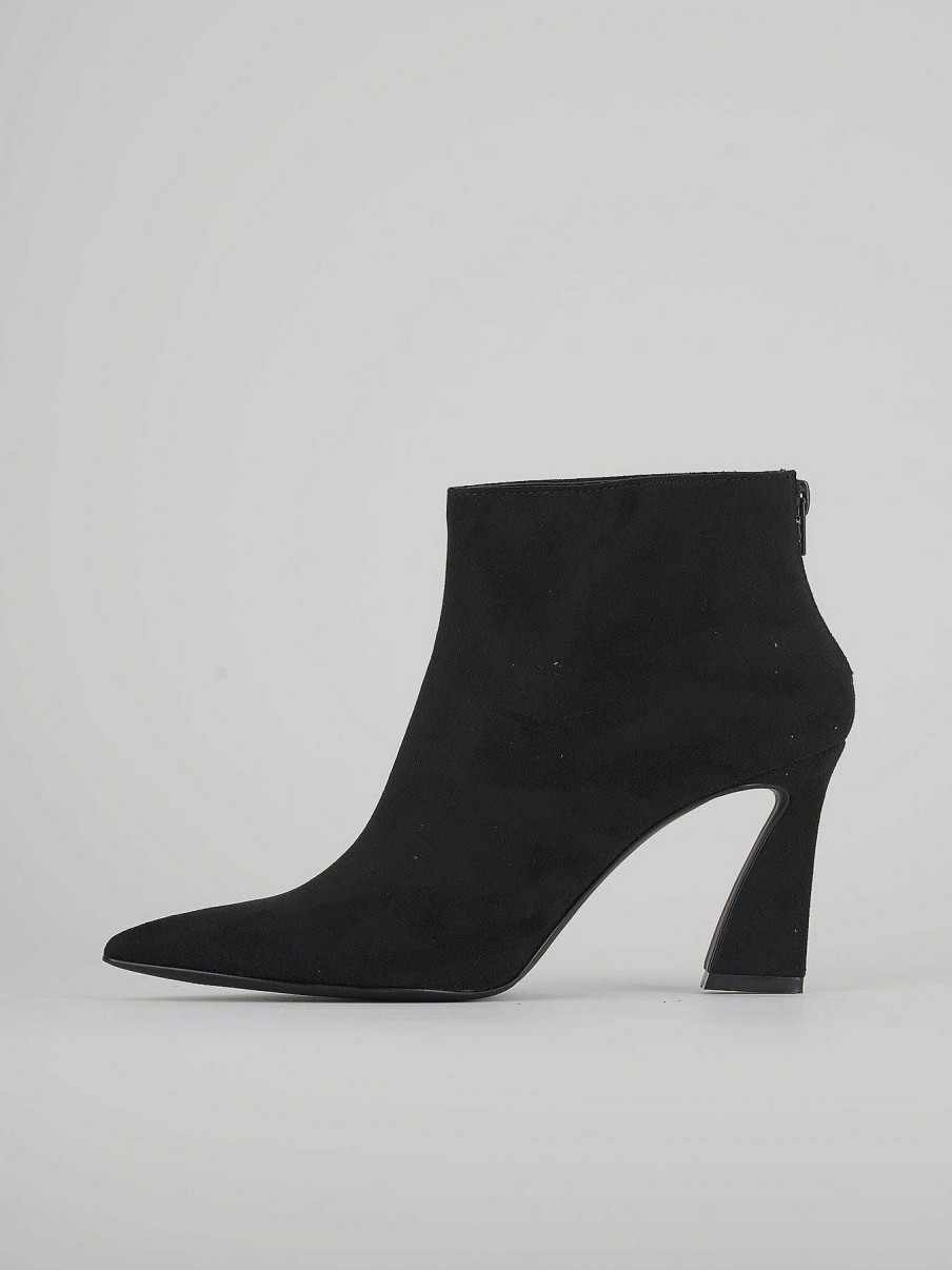 Mujer Barca | Botines De Tacon Alto Tacon 8 Cm Ante Negro