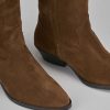 Mujer Barca | Botas Tacon Bajo Tacon 4 Cm Ante Marron