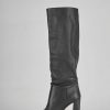 Mujer Barca | Botas De Tacon Tacon 9 Cm Cuero Negro