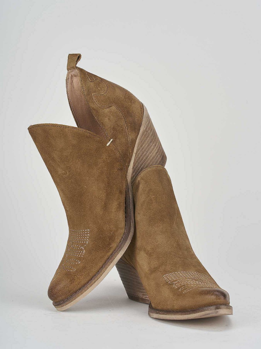 Mujer Barca | Botines Tacon Tacon 6 Cm Ante Beige