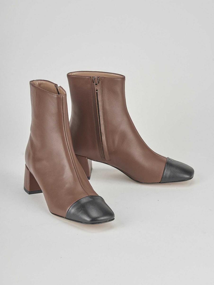 Mujer Barca | Botines Tacon Tacon 6 Cm Piel Marron