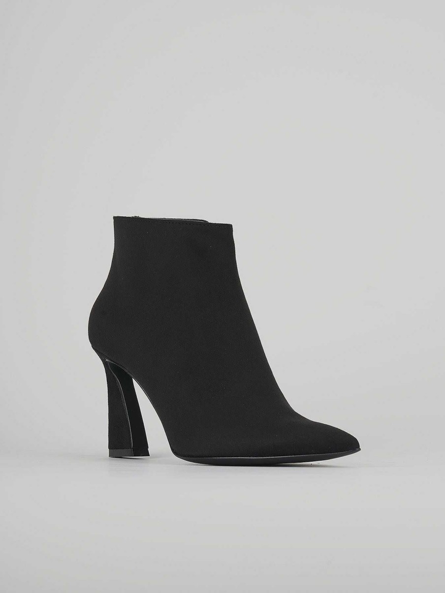 Mujer Barca | Botines De Tacon Alto Tacon 8 Cm Ante Negro