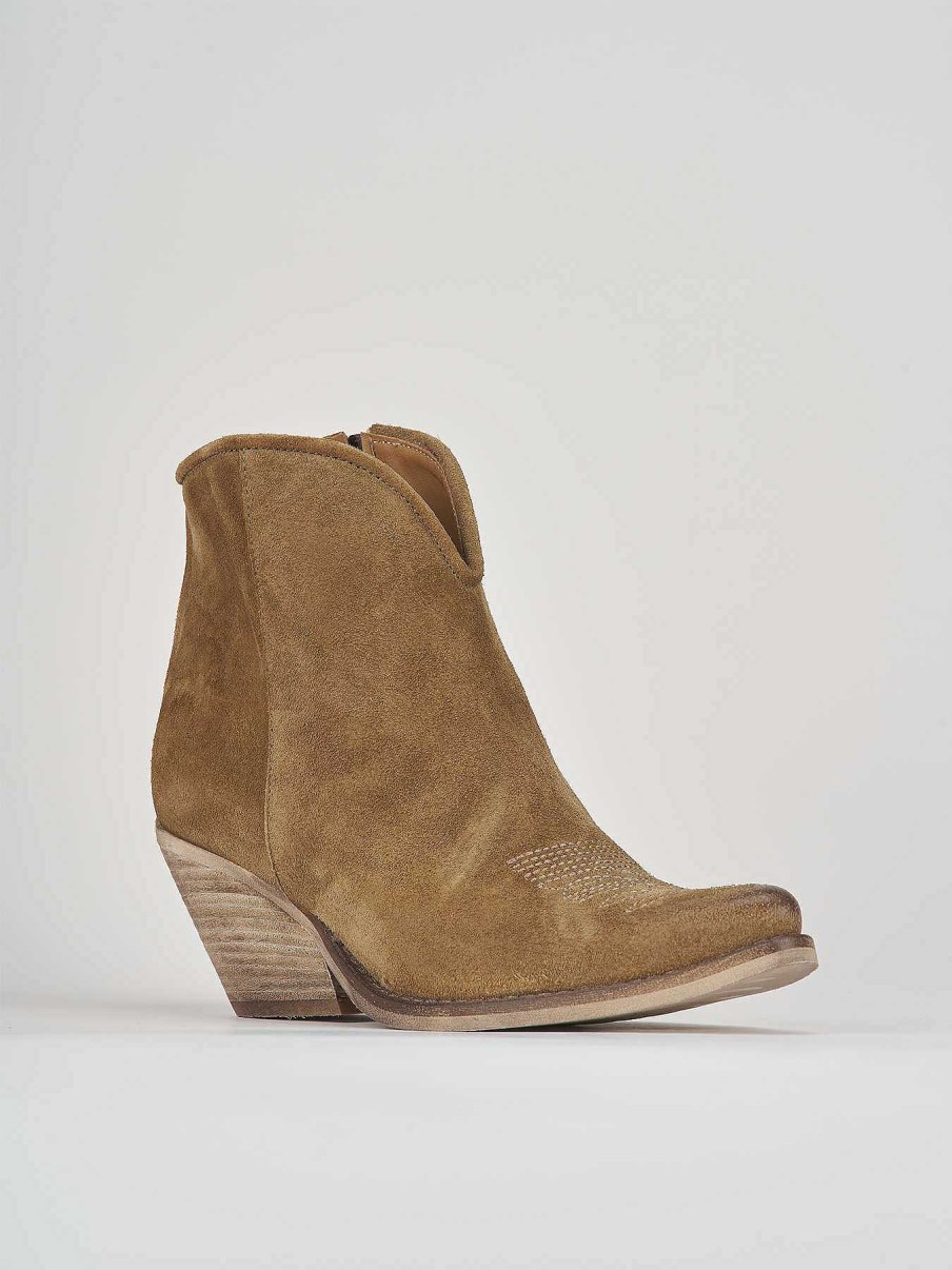 Mujer Barca | Botines Tacon Tacon 6 Cm Ante Beige