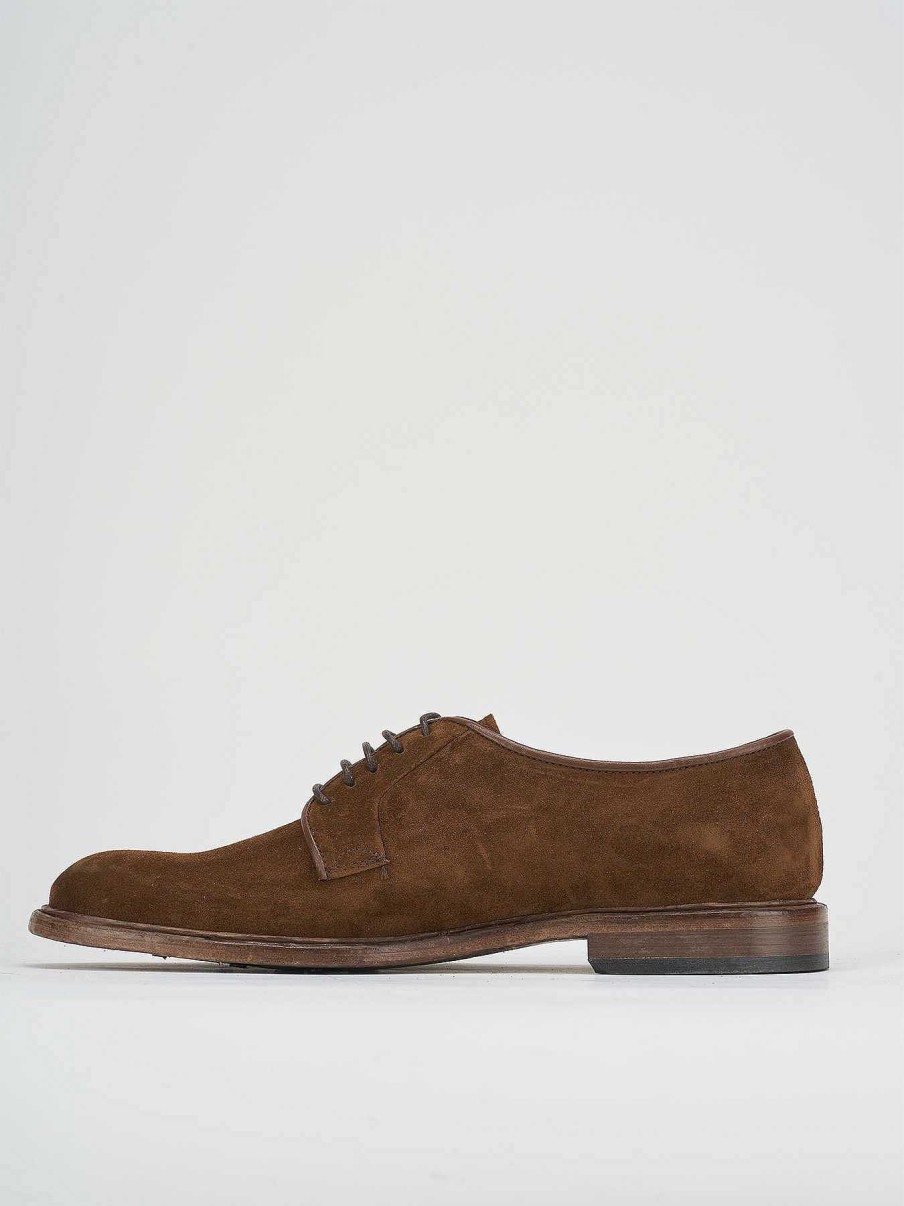 Hombre Barca | Zapatos Con Cordones Tacon 1 Cm Ante Marron