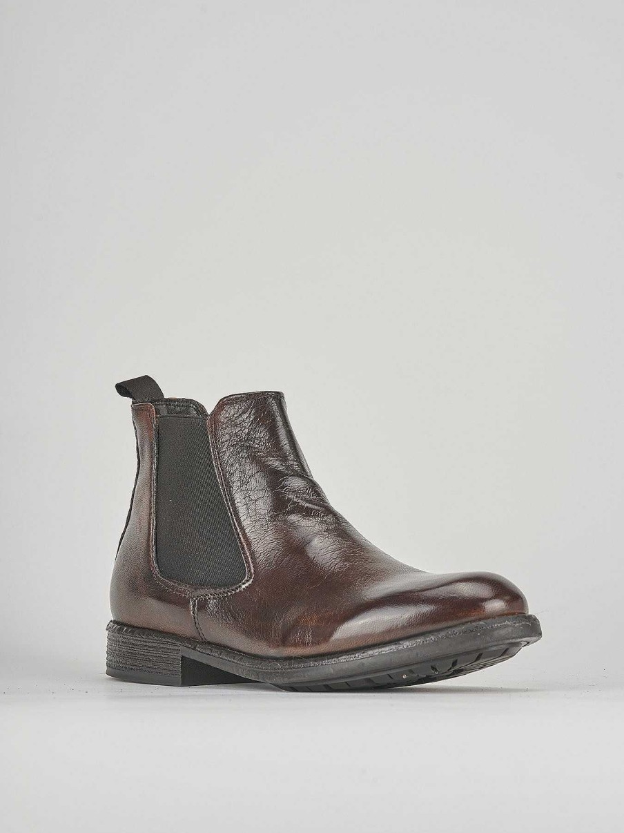 Hombre Barca | Botines Tacon 1 Cm Piel Marron