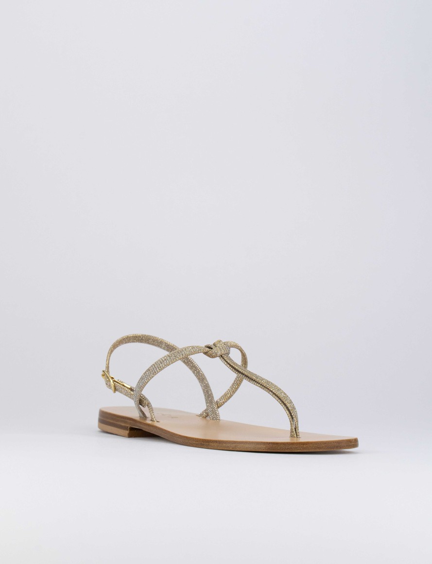 Mujer Barca | Chanclas Tacon 1 Cm Brillo Dorado