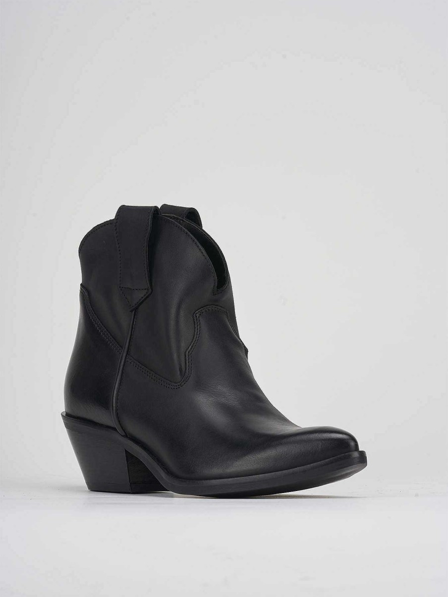 Mujer Barca | Botas Cowboy Tacon 4 Cm Piel Negra