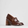 Mujer Barca | Mocasines Tacon 8 Cm Charol Marron Oscuro