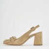 Mujer Barca | Salon Tacon 7 Cm Ante Beige.