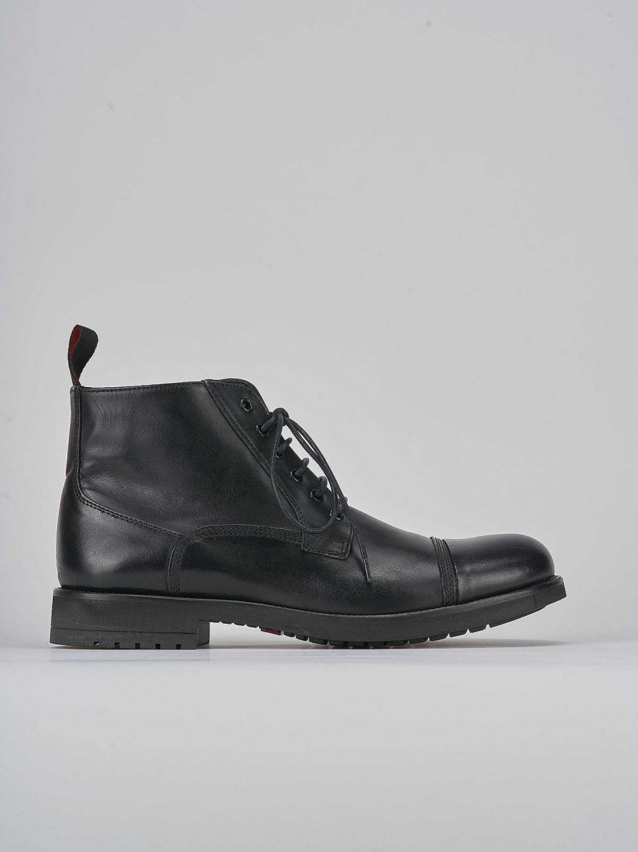 Hombre Barca | Botas Militares De Cuero Negro.