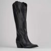 Mujer Barca | Botas De Tacon Tacon 7 Cm Cuero Negro