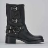 Mujer Barca | Stivaletto Biker Tacco 4 Cm Nero Piel