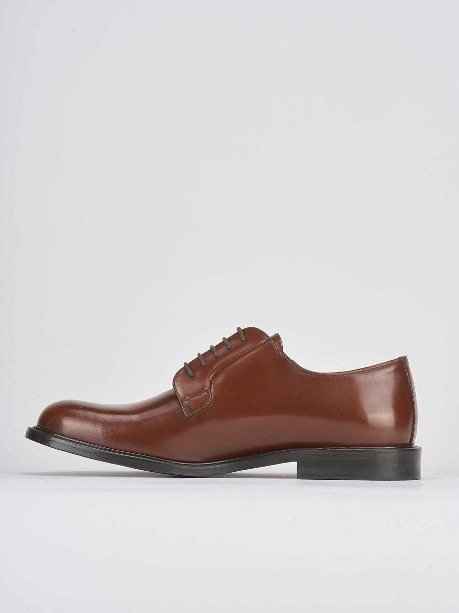 Hombre Barca | Zapatos Con Cordones Tacon 1 Cm Piel Marron