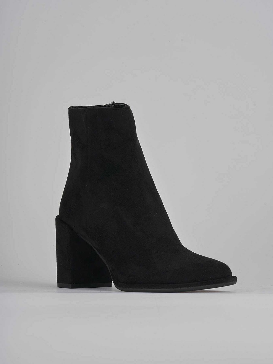 Mujer Barca | Botines De Tacon Alto Tacon 8 Cm Ante Negro