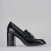 Mujer Barca | Mocasines Tacon 7 Cm Piel Negro