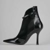 Mujer Barca | Botines Tacon Tacon 9 Cm Charol Negro