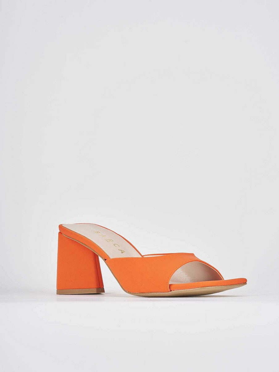 Mujer Barca | Ciabatta Tacco 7 Cm Arancio Licra