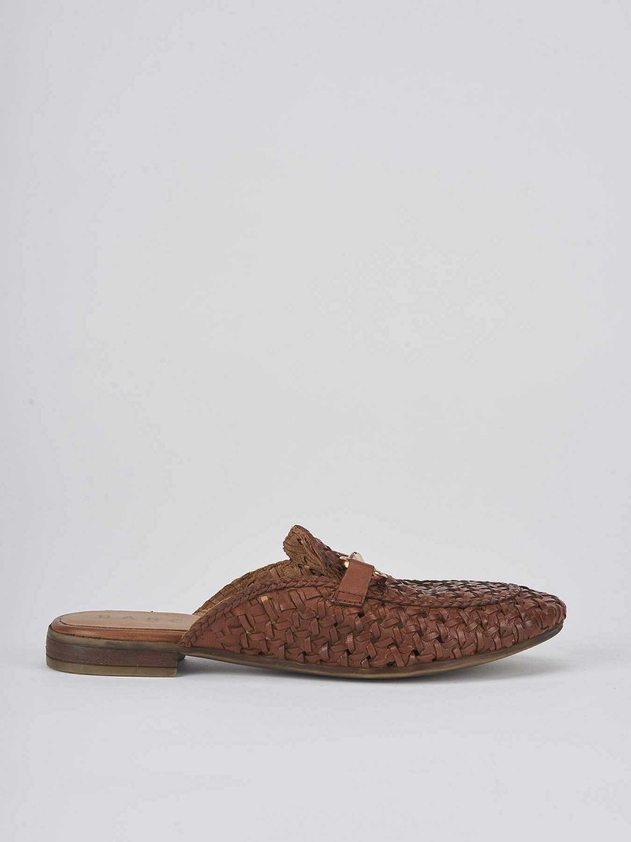 Mujer Barca | Tacon Zueco 1 Cm Piel Marron