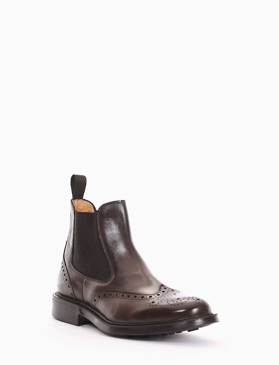 Hombre Barca | Botines Tacon 2 Cm Piel Marron Oscuro