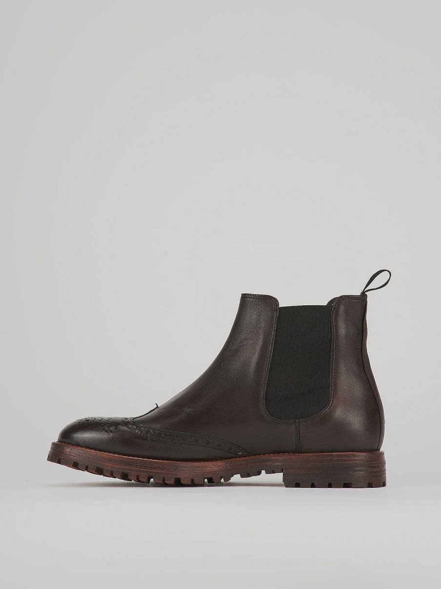 Hombre Barca | Botines De Piel Marron Oscuro