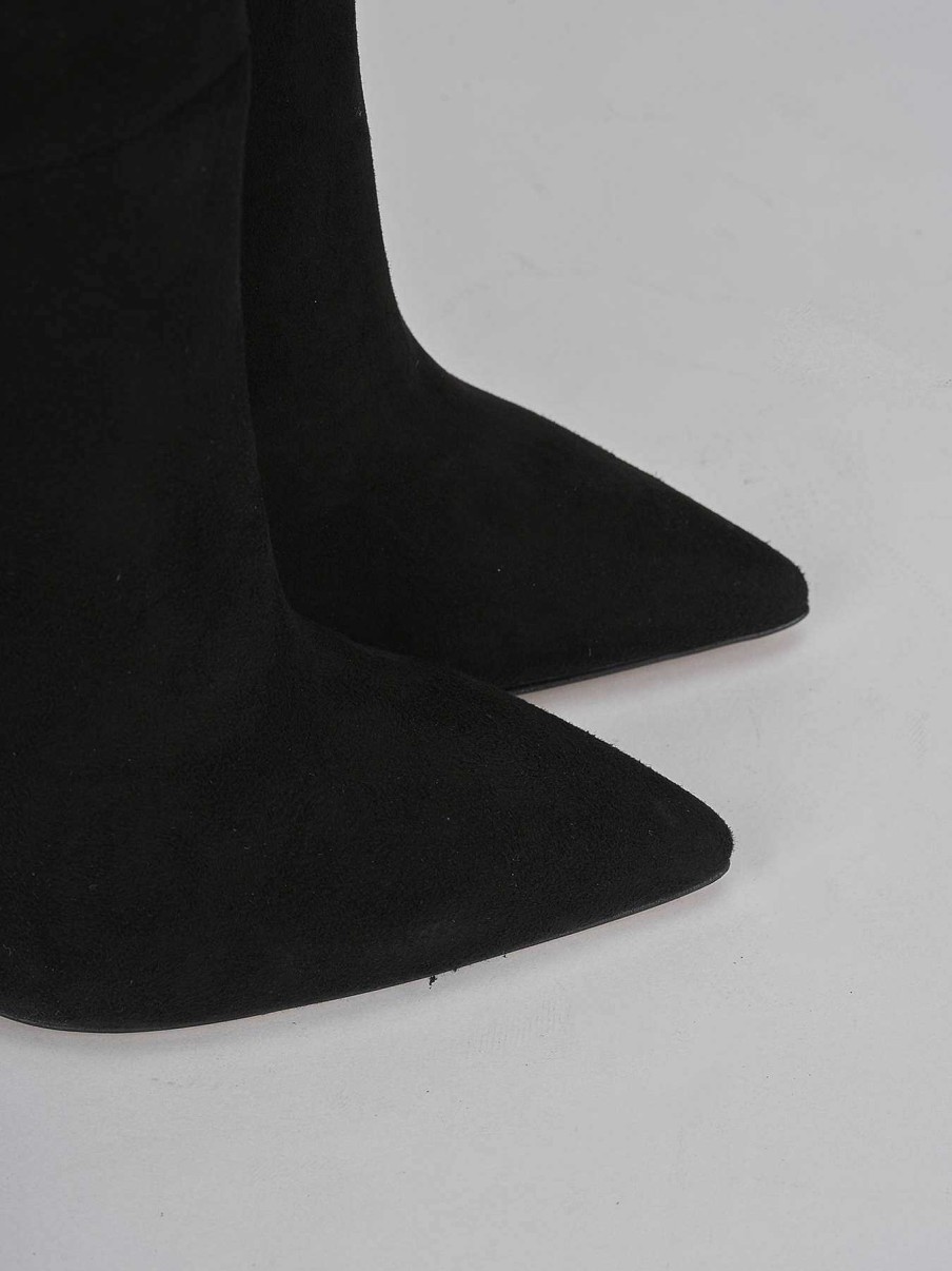 Mujer Barca | Botas De Tacon Alto Tacon 12 Cm Ante Negro