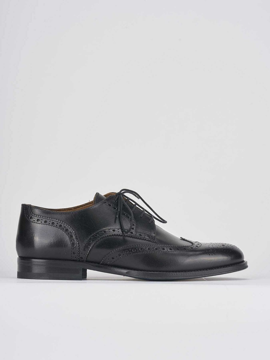 Hombre Barca | Zapatos Con Cordones Tacon 1 Cm Piel Negro