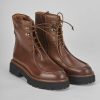 Mujer Barca | Botas Militares Tacon 2 Cm Piel Marron