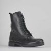 Mujer Barca | Botas Militares Tacon 2 Cm Cuero Negro