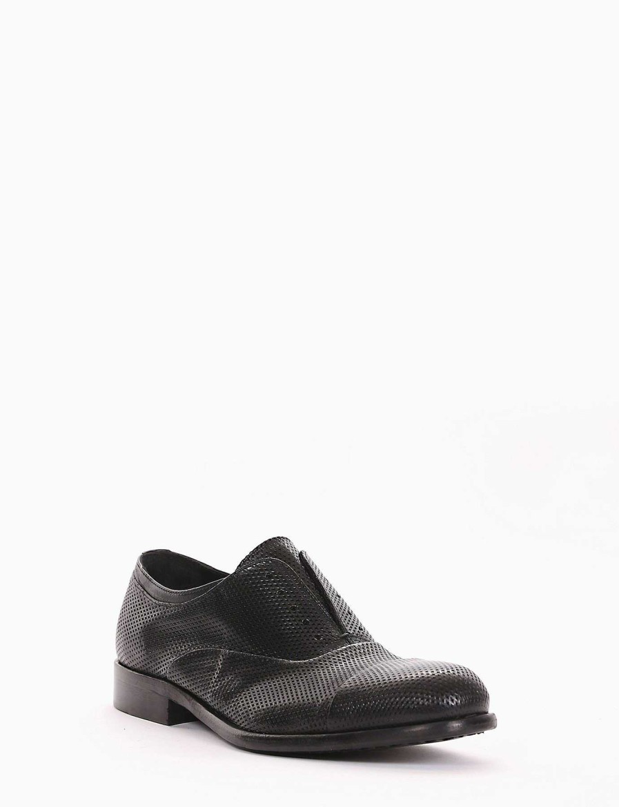 Hombre Barca | Zapatos Con Cordones Tacon 2 Cm Piel Negro