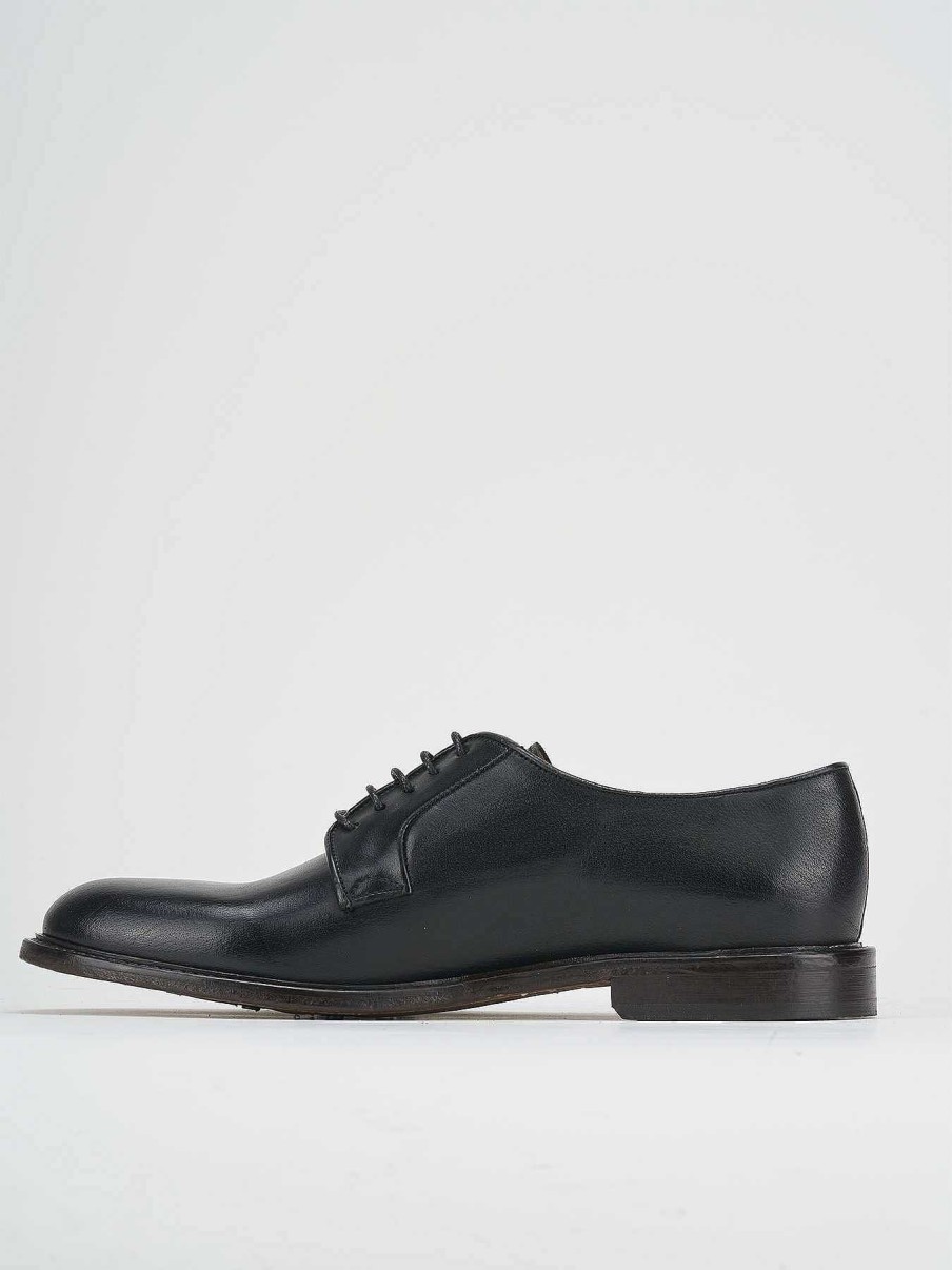 Hombre Barca | Zapatos Con Cordones Tacon 1 Cm Piel Negro